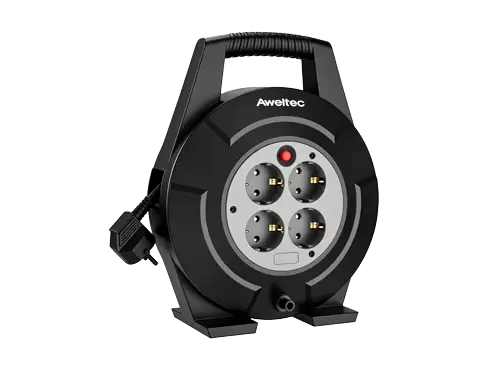 Aweltec 4 소켓 케이블 릴 10m/15m, 열 차단 기능이 있는 Schuko 연장 코드 릴, 독일 표준, H05VV-F 3G1.5, 3200W
