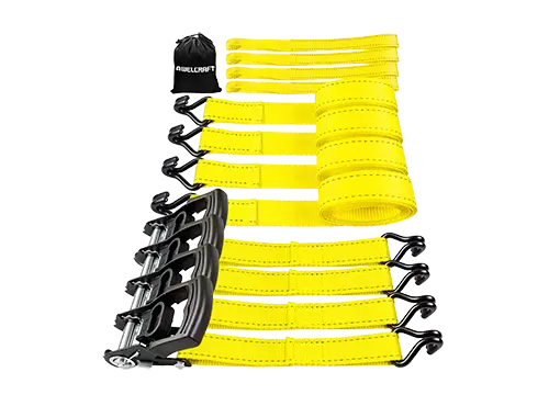 AWELCRAFT 래칫 스트랩 4PK 4500파운드 1.5"x15' 더블 J 후크 소프트 루프