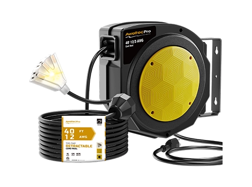 AweltecPro 40FT 접이식 연장 코드 릴, 12/3 AWG, ETL 등록